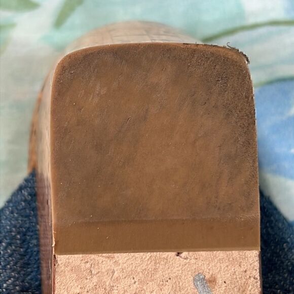 Stuart Weitzman Denim Strap Square Toe Sandals Wedge - Picture 8 of 16